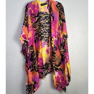 Infamous Swim Kasey Rainbow Swim Cover Up Womens O/S Guilia Kimono Beach Resort